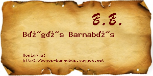 Bögös Barnabás névjegykártya
